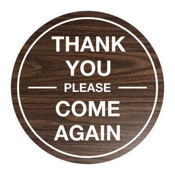 Signs ByLITA Circle thank you please come again with bar Sign